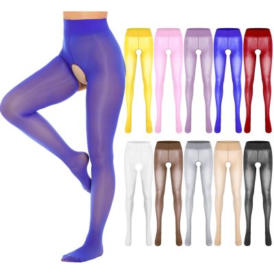 Women's Oil Silk Sheer Pantyhose Suspender Tights Thigh High Stockings Hosiery